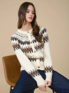 Fair Isle Button Down Knit Cardigan