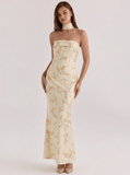 Cream Floral Maxi Dress with Scarf