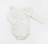 White Ruffle Collar Long sleeve bodysuit 6-12 Mo