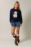 Navy Doodle Puppy Sweater
