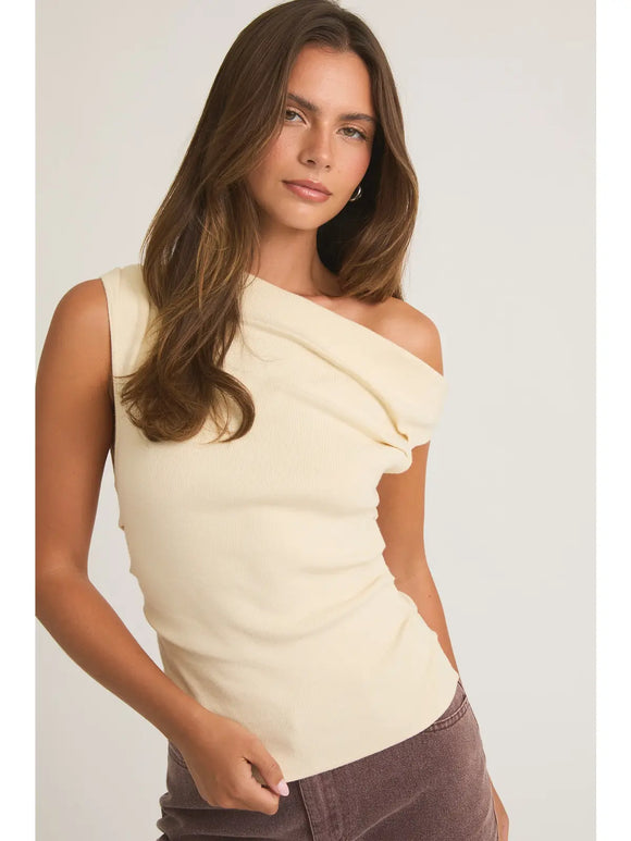 Cream Asymmetrical Sweater Tank