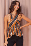 Ruffled Cross-Neck Halter