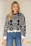 Black & White Scalloped Hem Sweater