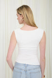 Ivory Fitted Angled Hem Tank