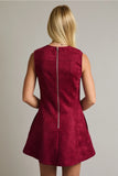 Burgundy Zipper Back Suede Sleeveless Dress