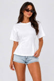 White Cinched Waist Short Sleeve Top
