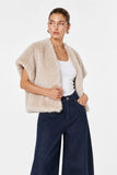 Tan Cropped Fur Vest