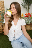 Scalloped Embroidered Front Tie Top