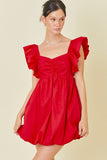 Red Bubble Hem Dress