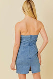 Denim Rhinestone Fitted Dress