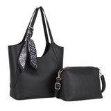 Black Tote Set with Scarf