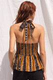 Ruffled Cross-Neck Halter