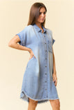 Soft Tencel Cuff Sleeve Pocket Dress
