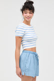 Baby Blue Stripe Short Sleeve Tee
