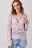 Lavender Crochet Knit Hoodie Sweater