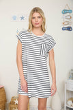 Black Striped Pocket Dress
