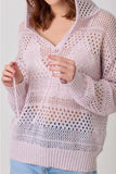 Lavender Crochet Knit Hoodie Sweater