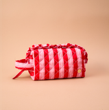 Peppermint Stripes Quilted Cosmetic Pouch