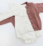 White Ruffle Collar Long sleeve bodysuit 6-12 Mo
