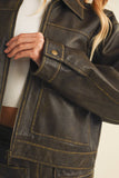 Vegan Leather Boxy Jacket