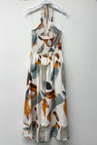Brown & Grey Print Halter Maxi Dress