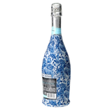 Blue Porcelain Roses Prosecco Bottle Wrap