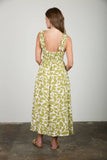 Green Leaf Print Midi Dress