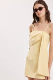 Butter Yellow Drape Shoulder Dress