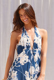 Navy Halter Neck Midi Dress