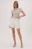 Striped Round Neck Cropped Top