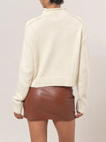 Cream High Neck Inside Out Sweater