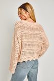 Cream Open Weave Long Sleeve Top