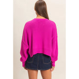 Bright Pink Drop Shoulder Sweater