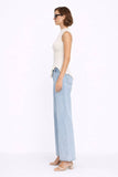 Ruffle Trim Angled Sleeveless Sweater Top