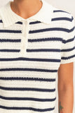 Navy Stripe Collared Short Sleeve