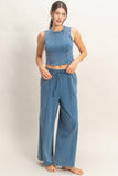Blue Mineral Wash Tank & Pant Set