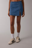 Blue Denim Side Slit Skort