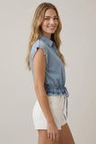 Light Denim Elastic Waist Top
