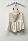 Tan Beaded Smocked Halter Top