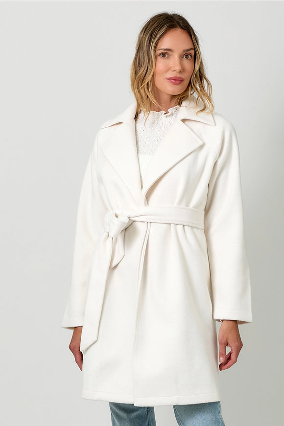 Ivory Lapel Wrap Coat