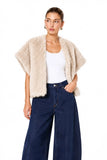 Tan Cropped Fur Vest