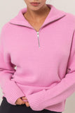 Pink Soft Quarter Zip Sweater