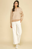 Tan Striped Quarter Zip Top