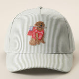 Dog Sitting Holding USA Flag - Blue