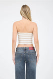 Taupe Stripe Strapless Cropped Top