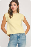 Butter Yellow Pearl Jeweled Trim Top
