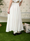 White Box Pleat Midi Skirt