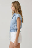 Light Denim Elastic Waist Top