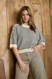 Multi-Stitch Contrast Trim Short Sleeve Sweater