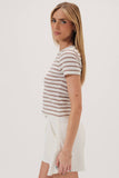 Striped Round Neck Cropped Top